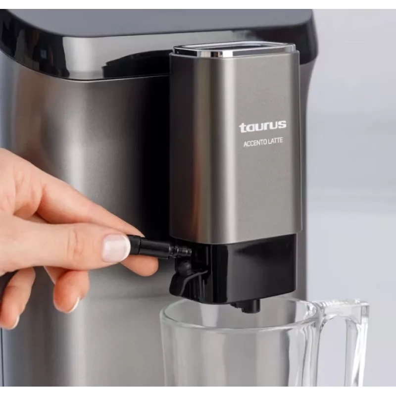 Macchina per caffè espresso Taurus Accento Latte automatica, macinacaffè integrato, serbatoio acqua 1,5 L, vano chicchi di caffè