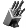 Set coltelli/portacoltelli ZWILLING 35145-007-0 – 7 pezzi con coltello da chef, coltello pelapatate, coltello per pane, forbici da cucina, ceppo nero