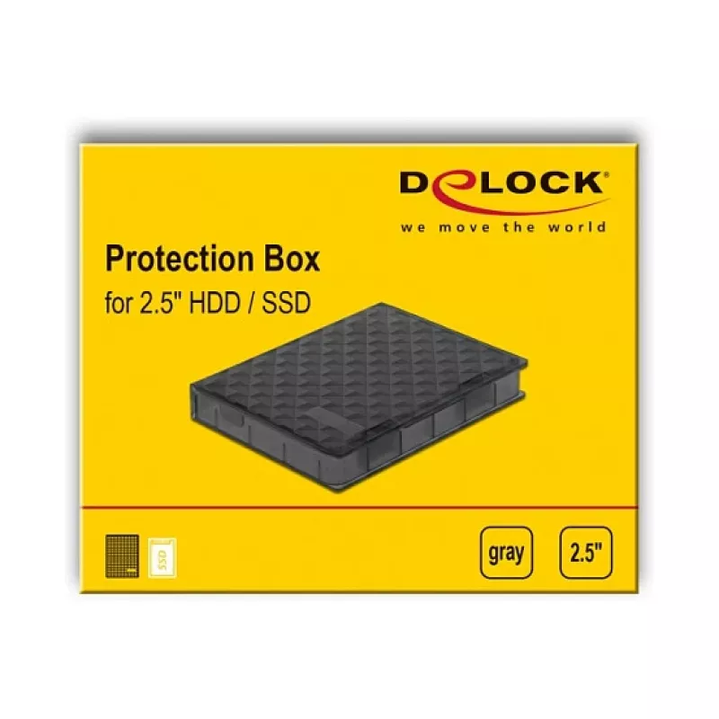 Delock Protection Box - Custodia protettiva per disco rigido - Capacità: 1 disco (2.5) - grigio (18368)