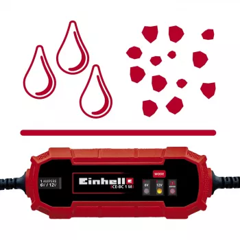 Caricabatterie Einhell CE-BC 1 M 6/12 V rosso