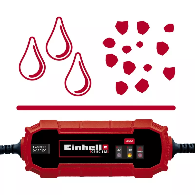Caricabatterie Einhell CE-BC 1 M 6/12 V rosso