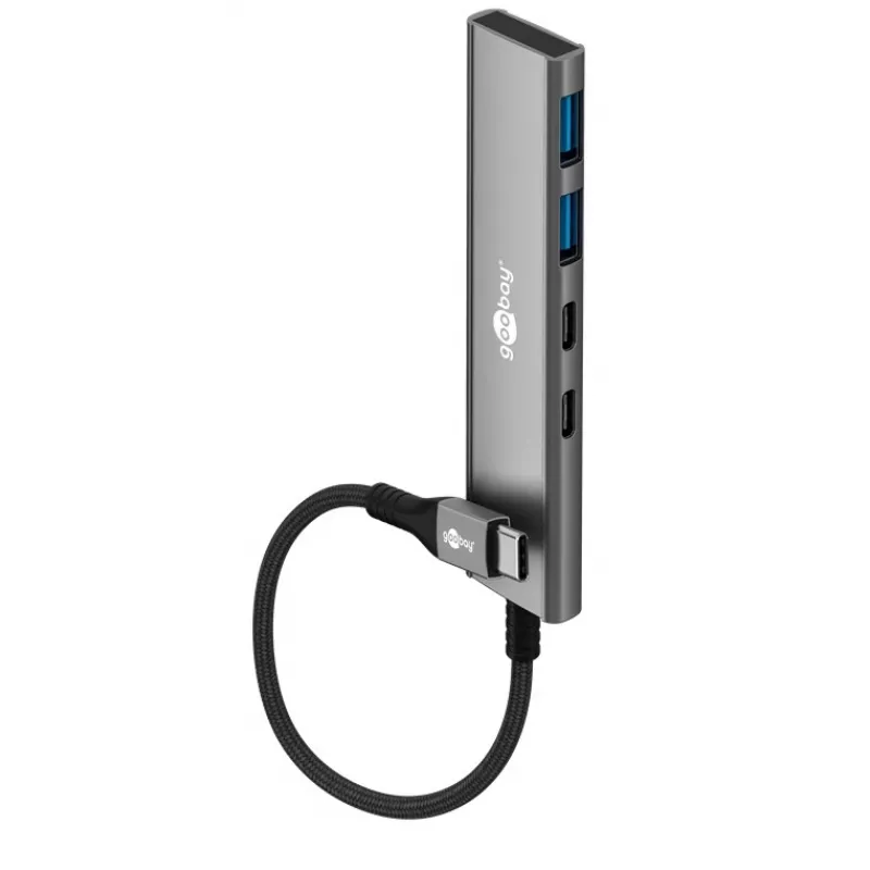 Hub USB slim 4 porte Goobay USB-C a/USB-A 5 Gbit/s - connettore maschio USB 3.2 (76563)