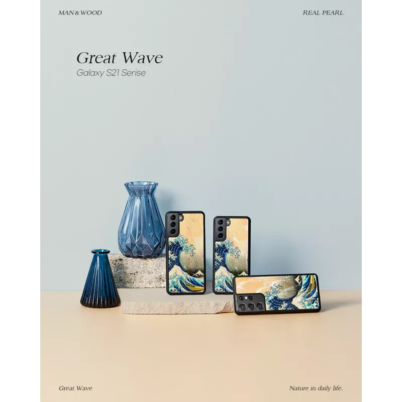 Custodia per smartphone iKins per Samsung Galaxy S21+ — cover posteriore protettiva 'great wave'
