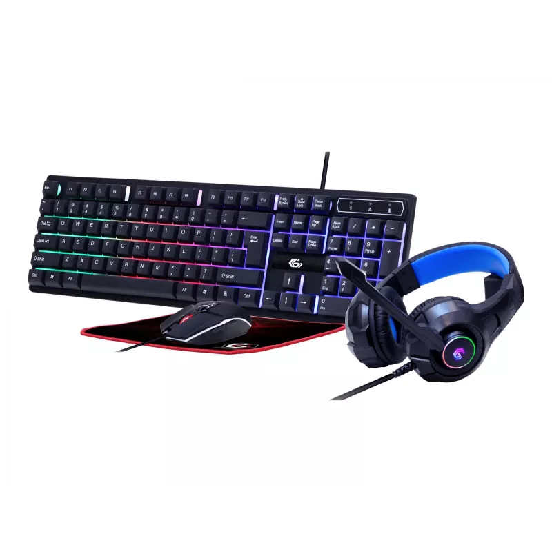 Tastiera e mouse da gaming GEMBIRD GGS-UMGL4-02 - full-size USB QWERTY US-inglese, nero, retroilluminazione LED