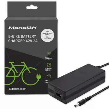 Qoltec 50761 caricabatterie per batterie e-bike 36V | 42V | 2A | 5,5*2,5