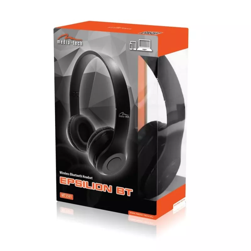 Cuffie wireless MEDIA-TECH EPSILION BT MT3591 Bluetooth 4.2 microfono radio FM nero