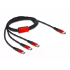Cavo di ricarica USB DeLOCK 3 in 1 USB Type-C a 3 x USB Type-C 1 m nero/rosso