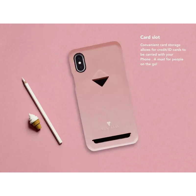 Custodia posteriore per cellulare VixFox per iPhone XSMAX con porta carte, rosa