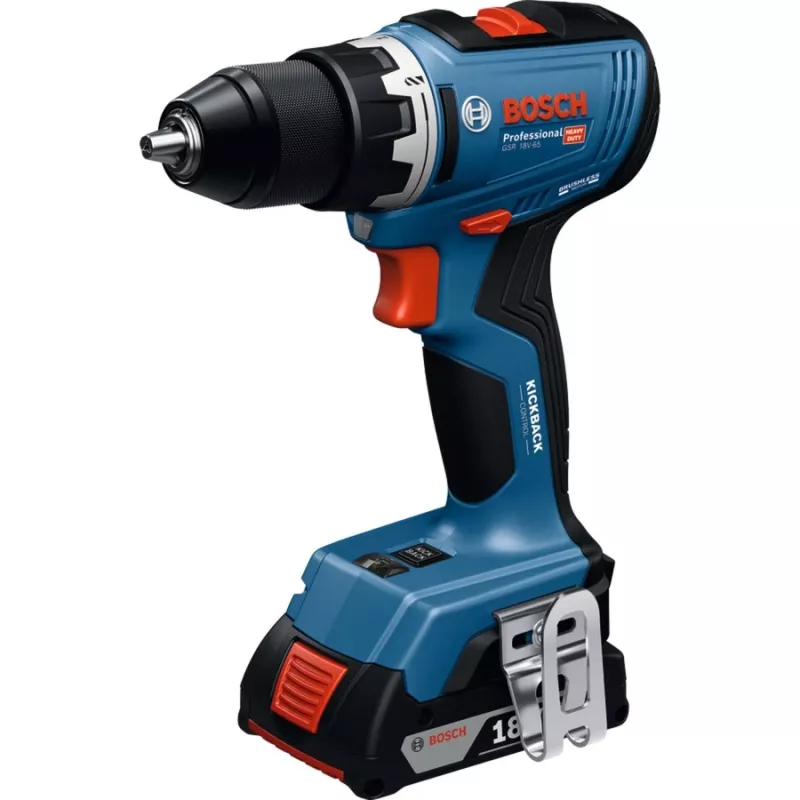 Trapano avvitatore a batteria Bosch GSR 18V-65 con 2 batterie da 4.0Ah
