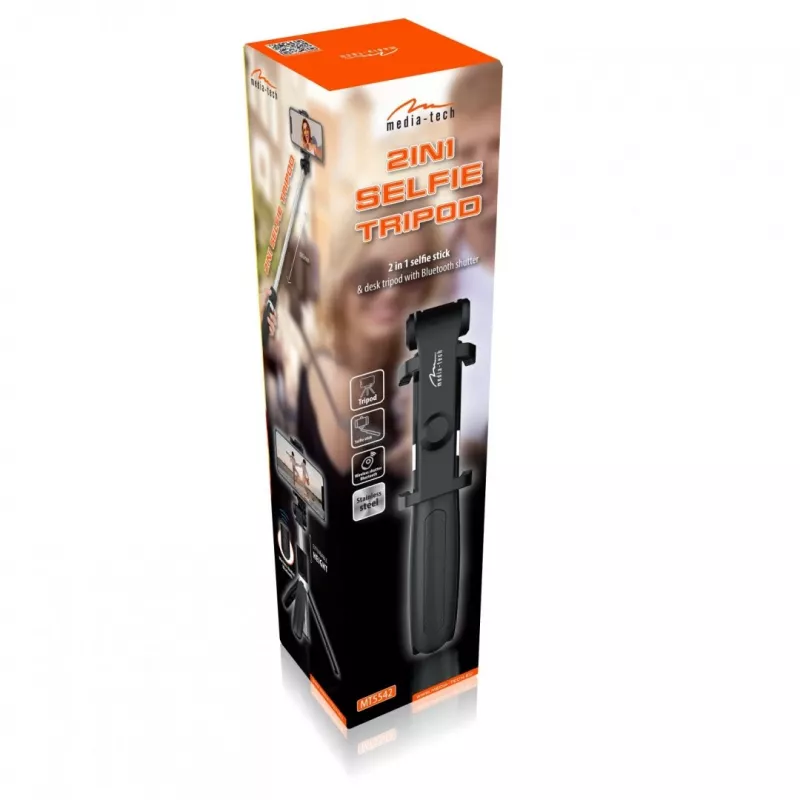 Treppiede MEDIA-TECH MT5542 selfie stick 2 in 1 regolabile in altezza leggero
