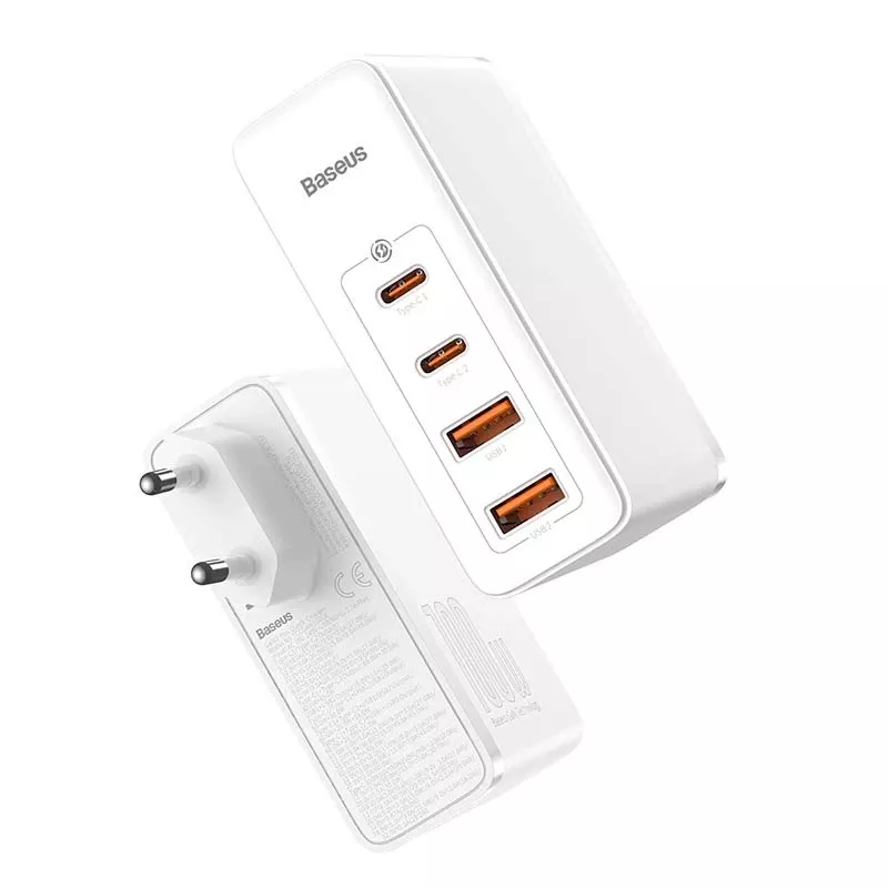 Caricabatterie da viaggio Baseus GaN2 Pro Quick 2x USB + 2x USB-C, 100W, EU (bianco)