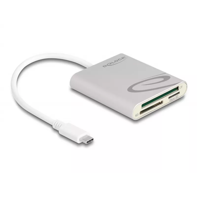 Lettore di schede DeLOCK 91005 USB 3.2 Gen 1 Type-C grigio CF MMC MicroSD