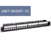 Qoltec 54516 patch panel per rack da 19 pollici, 24 porte, 1U, UTP, nero