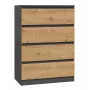 Cassettiera Top e Shop M4 ANTRACYT/ARTISAN – 4 cassetti, finitura antracite e rovere, 700 × 400 × 970 mm, truciolare