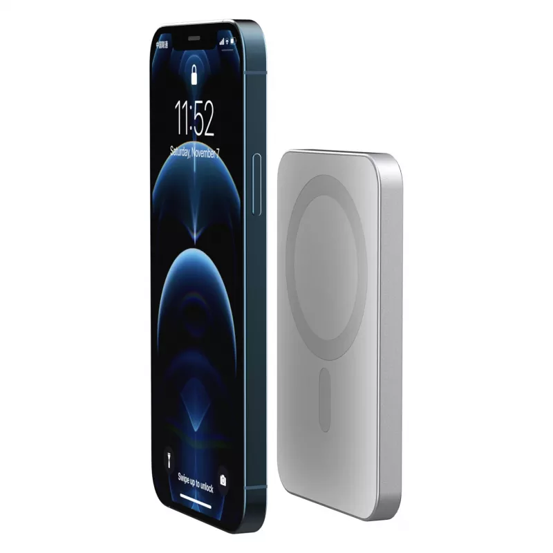 Powerbank RealPower PB-5000 MAG argento 5.000 mAh