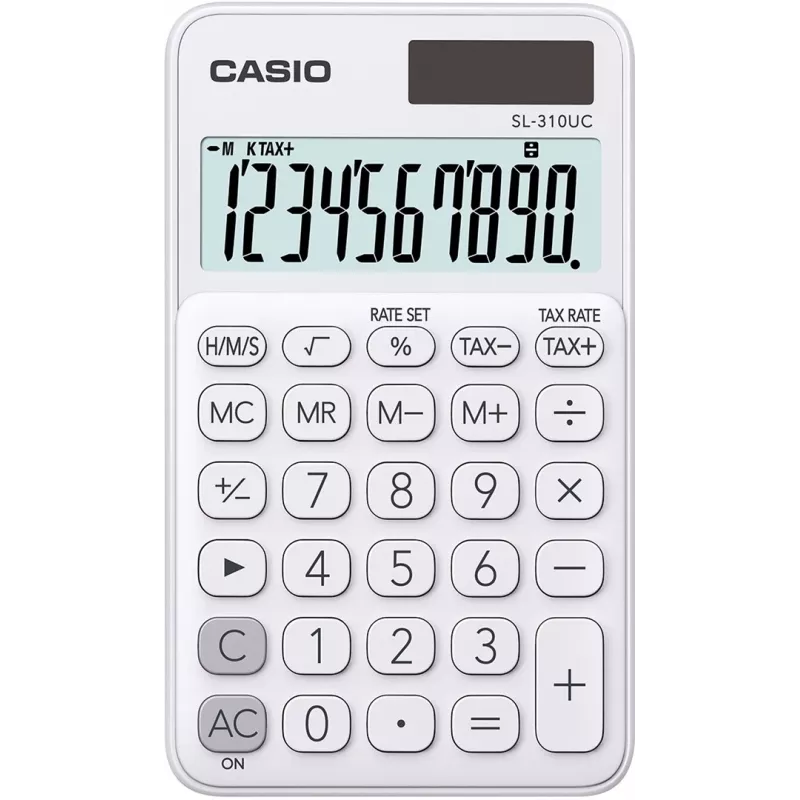 Calcolatrice CASIO SL-310UC-WE, bianca, display a 10 cifre