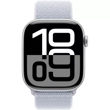 APPLE Watch Series 10 GPS 46 mm cassa in alluminio argento con cinturino Sport Loop Blue Cloud