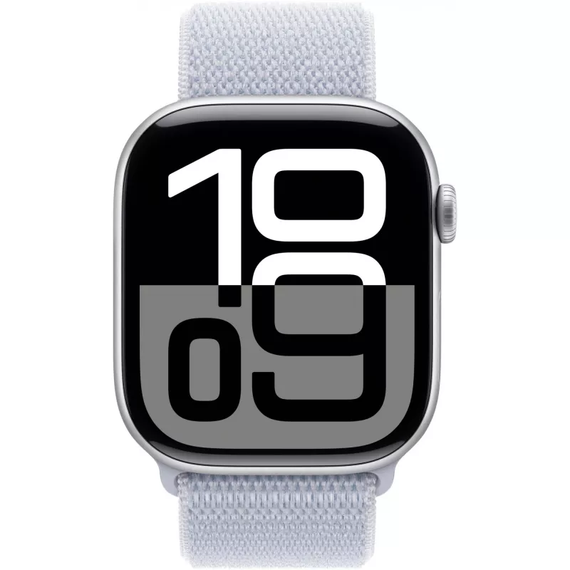 APPLE Watch Series 10 GPS 46 mm cassa in alluminio argento con cinturino Sport Loop Blue Cloud