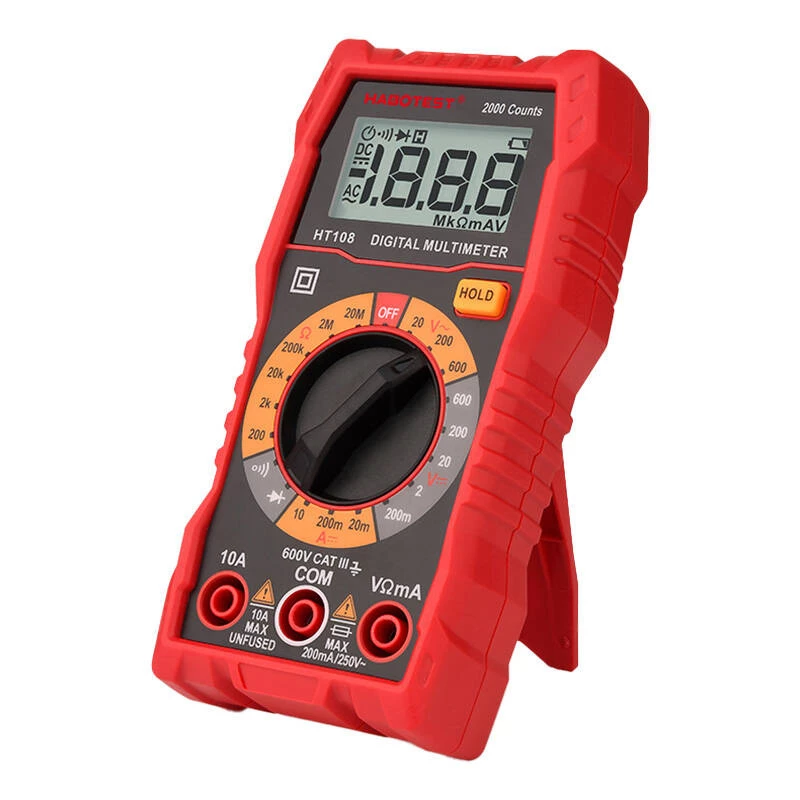 Multimetro Habotest HT108L – DC fino a 600 V, AC fino a 600 V, portata 10 A