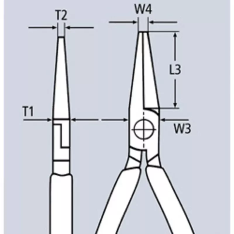 Pinza a becchi lunghi KNIPEX con profili trasversali