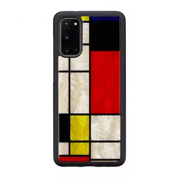 Custodia protettiva iKins per Samsung Galaxy S20, nera design Mondrian