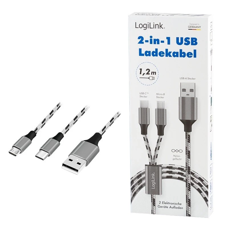 LogiLink CU0202 cavo USB USB 2.0 1,2 m USB A USB C/Micro-USB A grigio