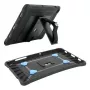 Mobilis PROTECH - Cover posteriore per tablet - prodotta in Francia, rinforzata, con supporto e cinturino da polso girevole a 360° - nero - per Sam