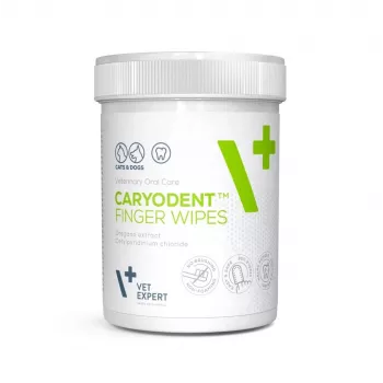 VETEXPERT Caryodent Finger Wipes, salviette per la pulizia dei denti per cani e gatti, 50 pezzi