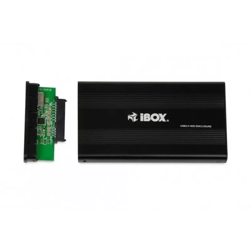 iBOX HD-02 box esterno per dischi SATA da 2,5 pollici, USB 3.0, alluminio, nero