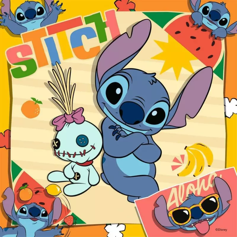 Puzzle per bambini Ravensburger Disney Stitch — 3 x 49 pezzi, adatto ai bambini