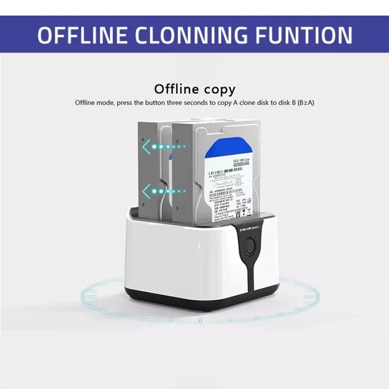 Qoltec 50309 Docking station HDD SSD 2.5 3.5 | SATA III | USB 3.0 | Super Speed 5 Gb/s | con funzione di clonazione