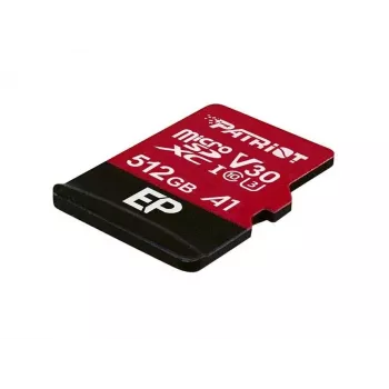 Scheda di memoria MicroSDXC PATRIOT 512 GB UHS‑I U3 V30 Class 10, velocità di lettura fino a 90 MB/s, adattatore incluso