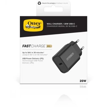 Caricabatterie da parete OTTERBOX 20W USB-C con USB Power Delivery, nero (78-81338)
