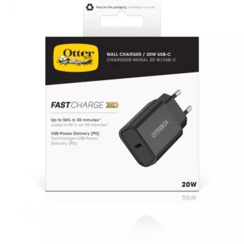 Caricabatterie da parete OTTERBOX 20W USB-C con USB Power Delivery, nero (78-81338)