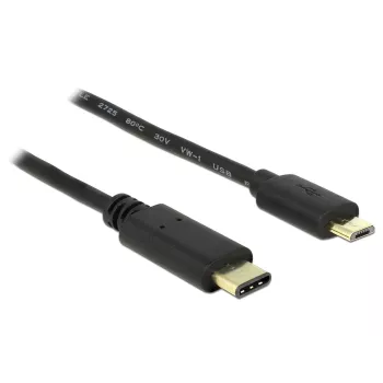 Cavo USB DeLOCK 2m USB2.0-C USB2.0 Micro-B nero