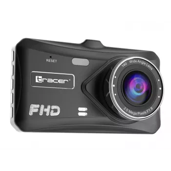 Dashcam TRACER 4TS Full HD Dual-Channel, fotocamera principale 2 MP, fotocamera interna 0,4 MP, angolo 140°/60°, display IPS 4 pollici, batteria ricaricabile 150 mAh, case in alluminio, assistente di parcheggio