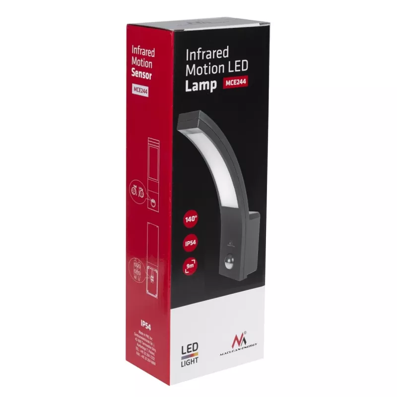 Lampada LED da esterno con sensore di movimento MACLEAN MCE244B — lampada LED con sensore di movimento integrato
