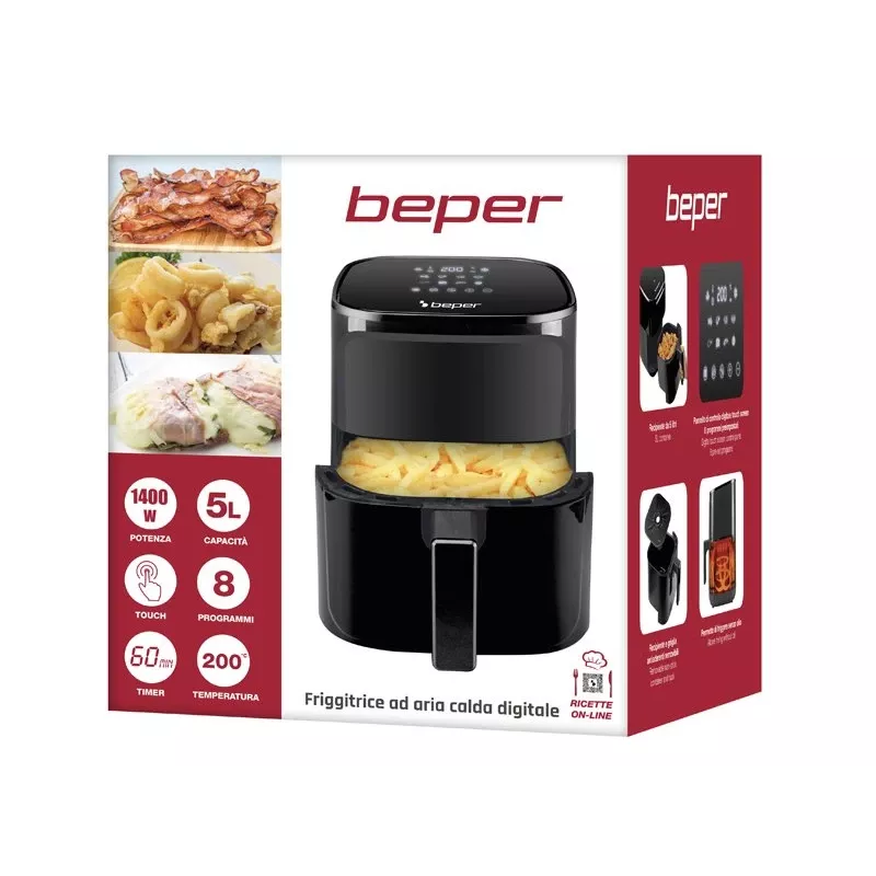Friggitrice ad aria Beper P101FRI051 5 L 1400 W nera