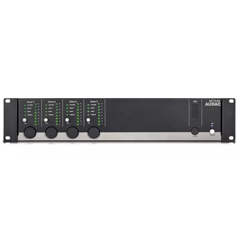 Amplificatore audio AUDAC MTX48 per uso domestico nero 80 dB SNR 20-20000 Hz
