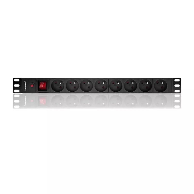 Qoltec 53996 ciabatta per RACK 19 | 1U | 16A | PDU | 8xFRANCESE | 2m