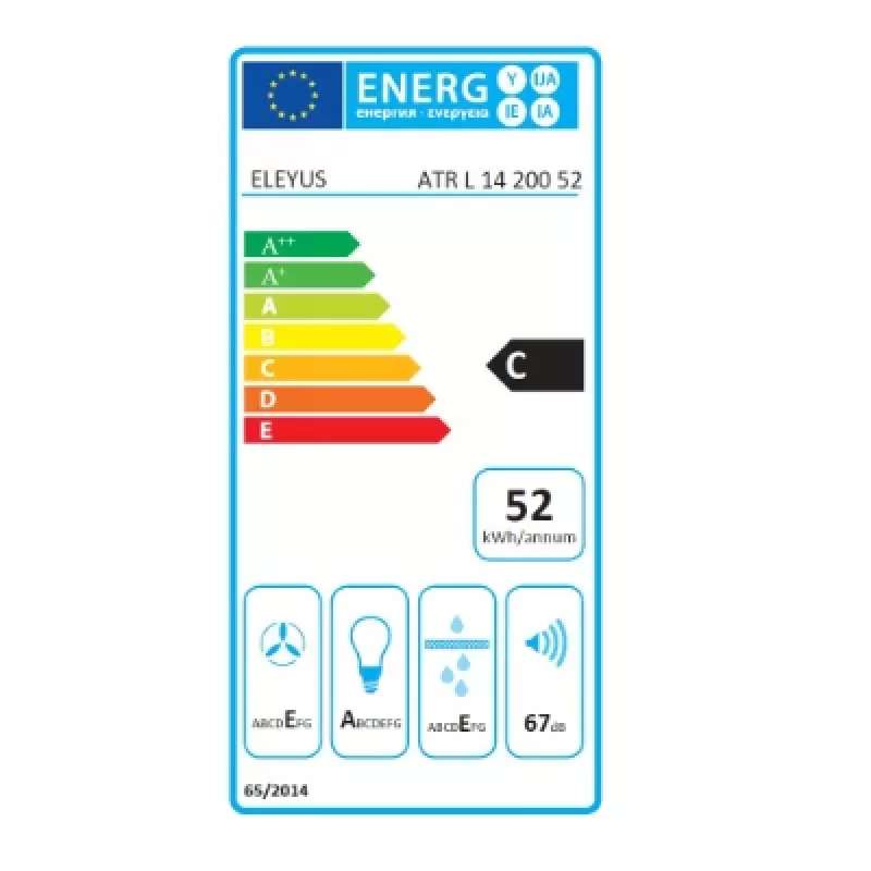 ELEYUS HOOD ATR L 14 200 52 BL da incasso nero 52 cm 424 m³/h