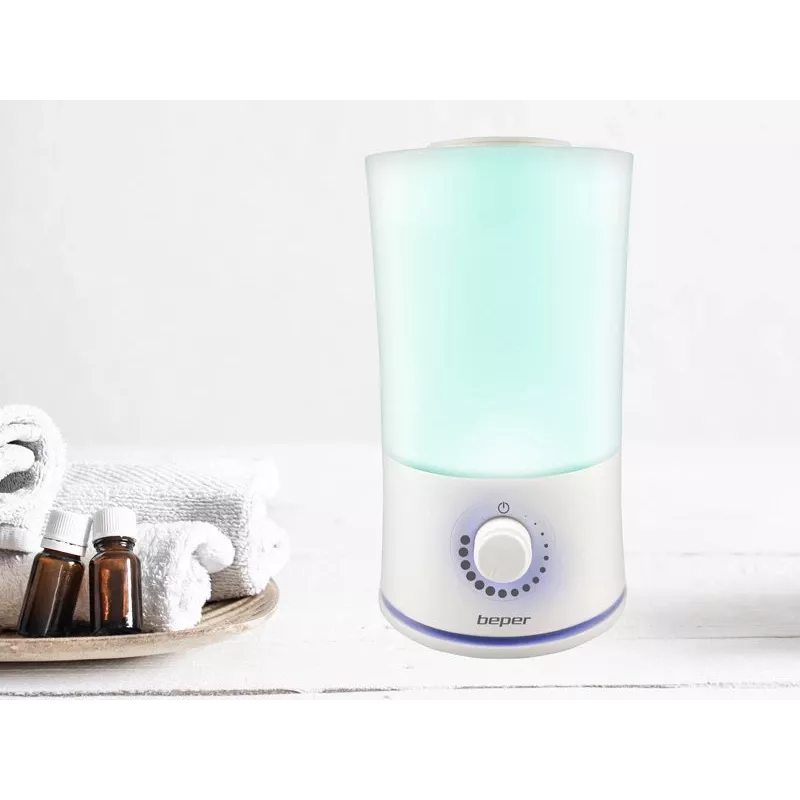 Beper 70.401 diffusore di aromi a ultrasuoni e umidificatore, 2,4 l, LED a 7 colori, 25 W