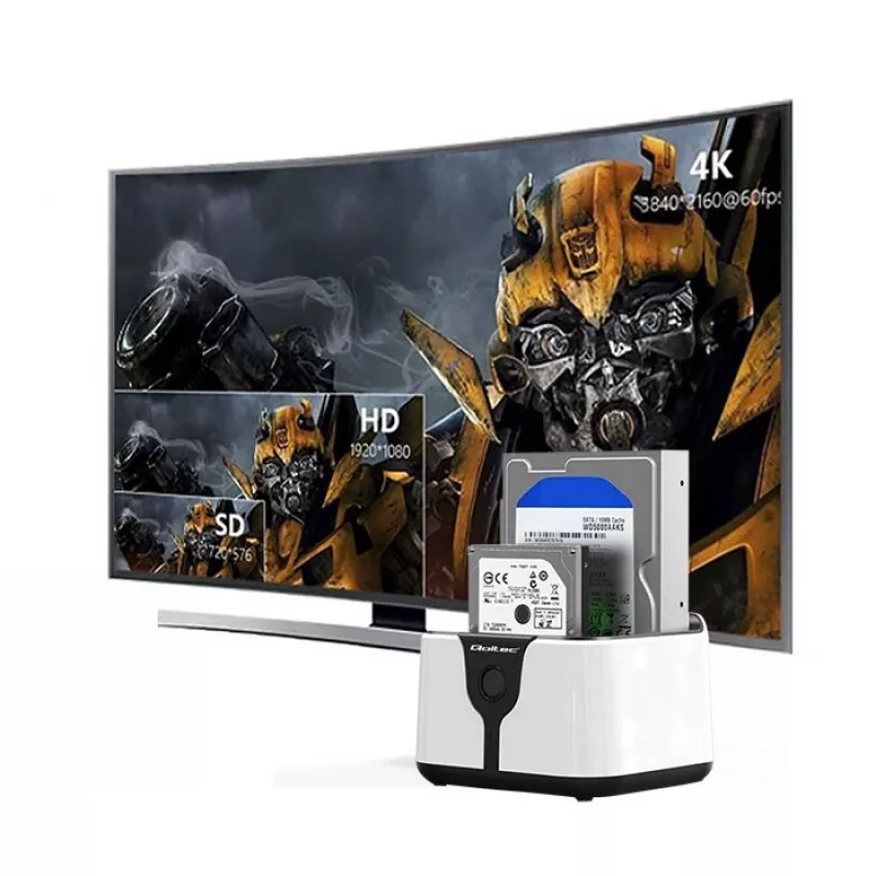 Qoltec 50309 Docking station HDD SSD 2.5 3.5 | SATA III | USB 3.0 | Super Speed 5 Gb/s | con funzione di clonazione