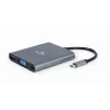 Gembird A-CM-COMBO6-01 adattatore multiporta USB-C 6-in-1, USB 3.1 Gen 1, HDMI 4K, VGA, PD 60 W, lettore SD/microSD, audio da 3,5 mm, grigio