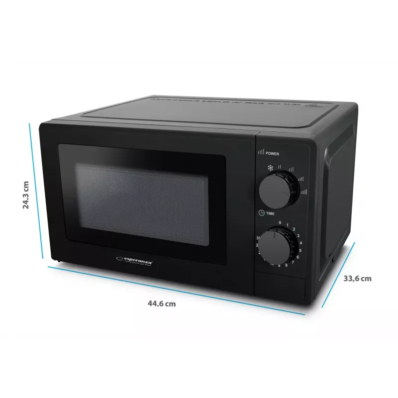 Esperanza ESTOFADO EKO011K forno a microonde solo, da appoggio, 20 l, 700 W, 5 livelli di potenza, piatto girevole da 24,5 cm, nero