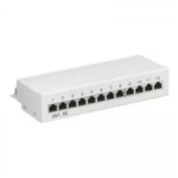 Wentronic Goobay CAT 5e mini/desktop patch panel, 12 porte, grigio - STP schermato, grigio (93041)