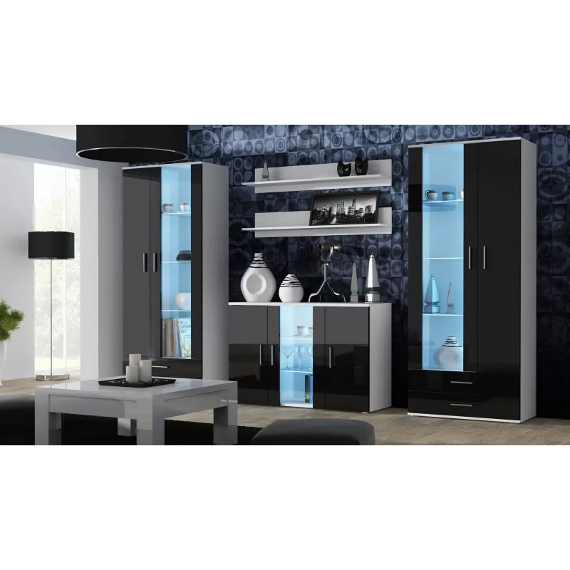 Cama Meble SOHO S7 credenza 120 cm, bianca/nera lucida