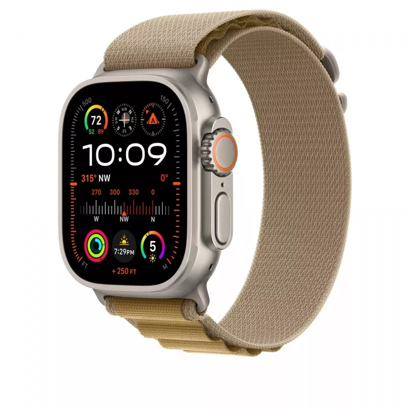 Cinturino Apple 49mm Tan Alpine Loop Large Natural Titanium Finish
