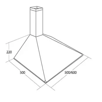 Cappa da parete AKPO WK-5 SOFT 60 — 600×500 mm, corpo in acciaio inox, filtro antigrasso in alluminio/carbone, 156 m³/h