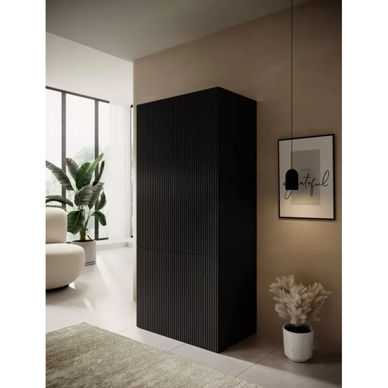 Armadio cama meble PAFOS 2D 90×55,5×198,5 cm nero opaco — 2 ripiani